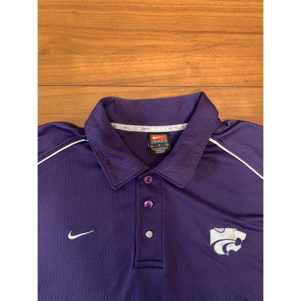 Vintage Nike Kansas State Wildcats Polo Shirt Men's L Sphere Golf Authentic Team